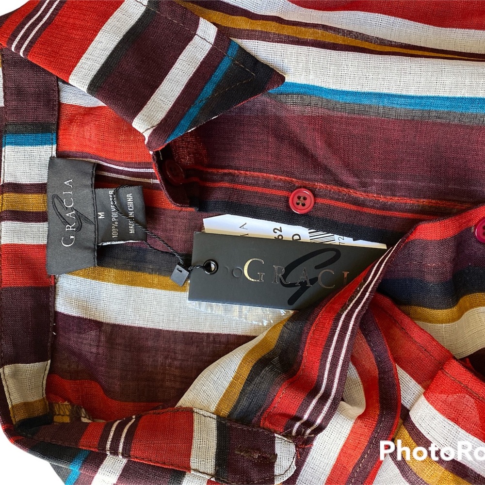 NWT. GRACIA Multi Color Ruffle Top - Picture 8 of 8